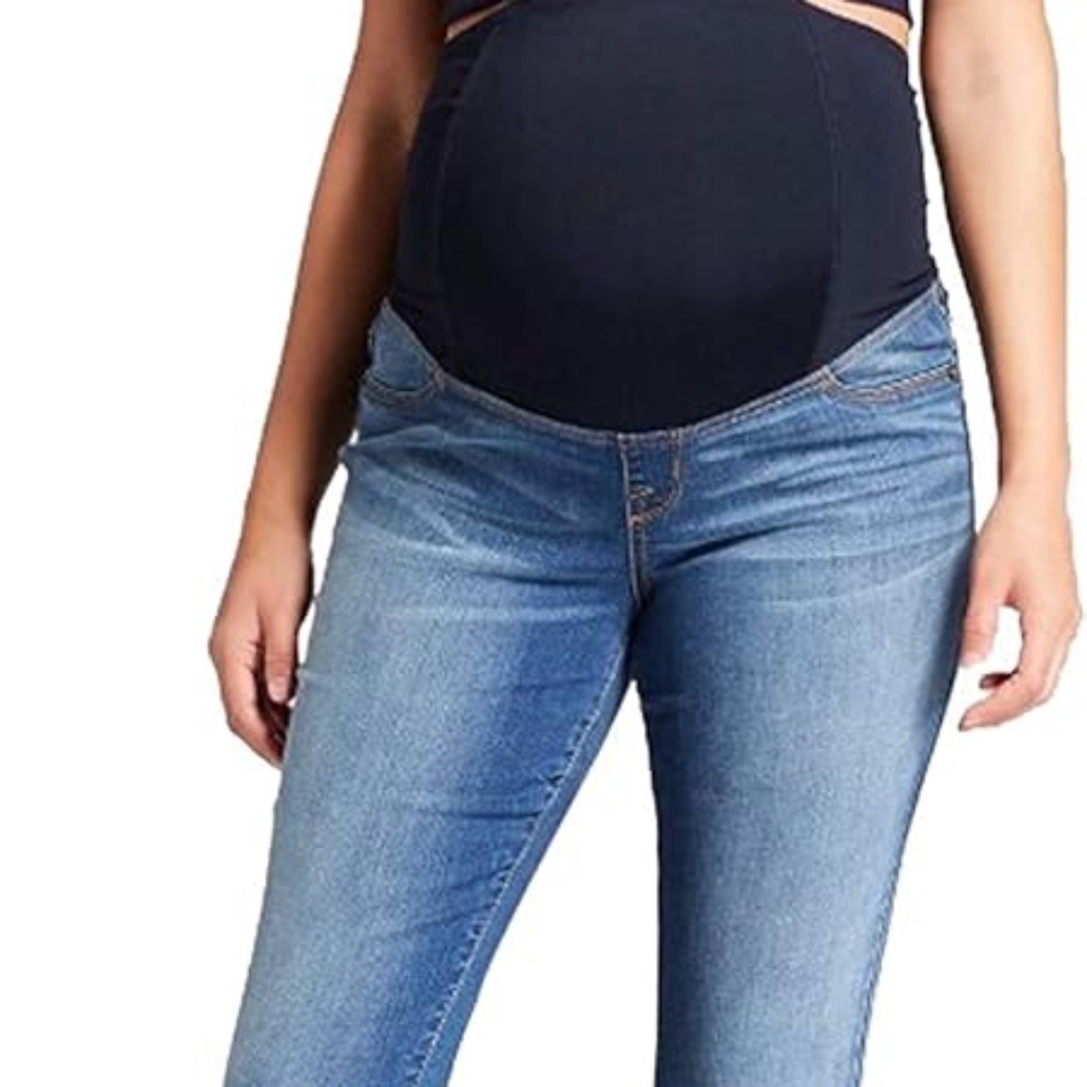 Ingrid & Isabel Women's Maternity Crossover Panel Skinny Crop Jeans